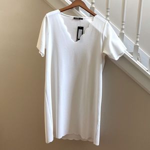 Brand new scalloped trim ivory mini dress! US Size 12